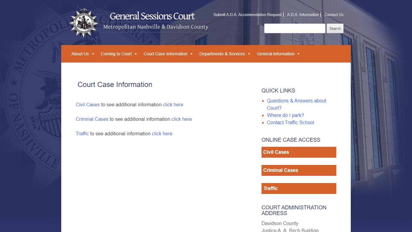 Court Case Information | General Sessions Court of ... - Nashville